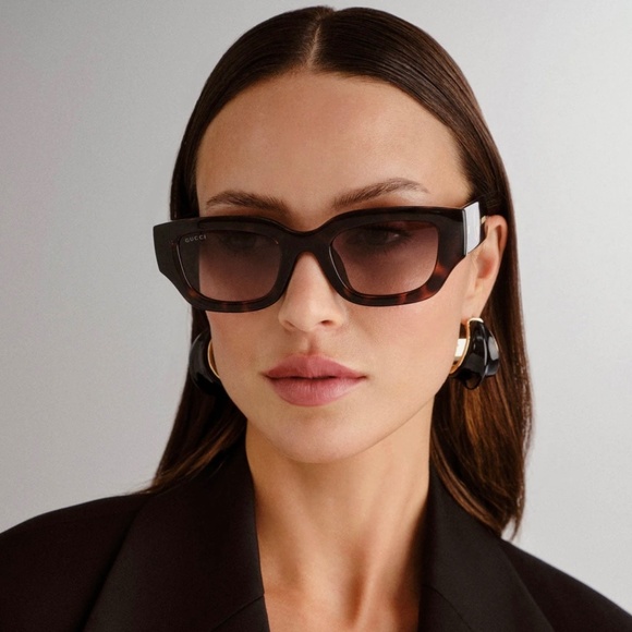 NEW GG1558SK 002 HAVANA BROWN SQUARE WOMEN GUCCI SUNGLASSES - Picture 1 of 13